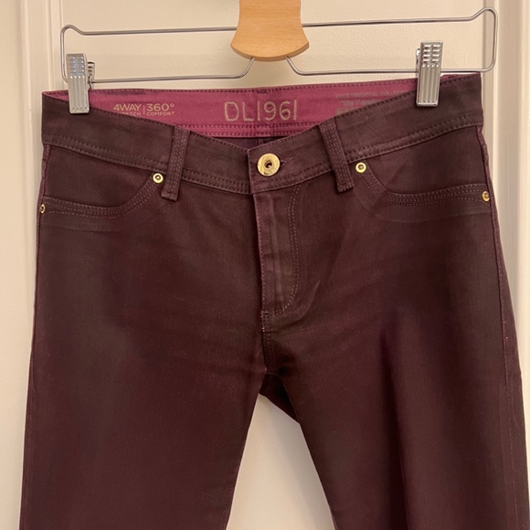 DL1961 Emma burgundy ombré waxed skinny jeans - Picture 3 of 8